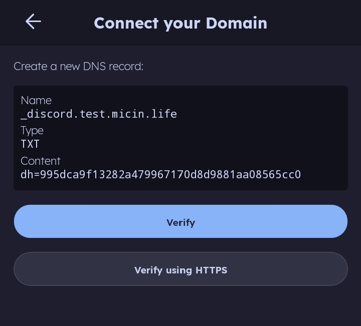 Verify connection